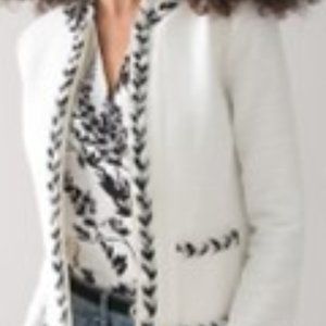 White House Black Market Soft Tweed Nautical Jacket Ecru